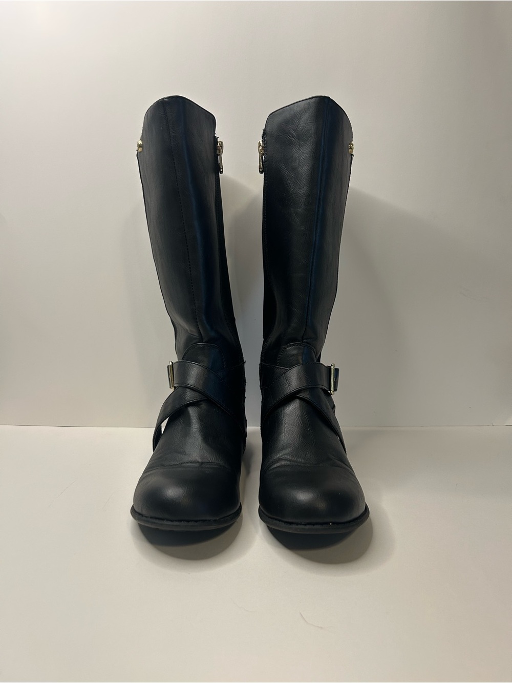 Tommy Hilfiger Black Tall Leather Riding Boots